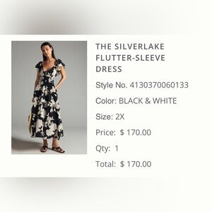 Anthropologie Black & White Floral Maxi Dress